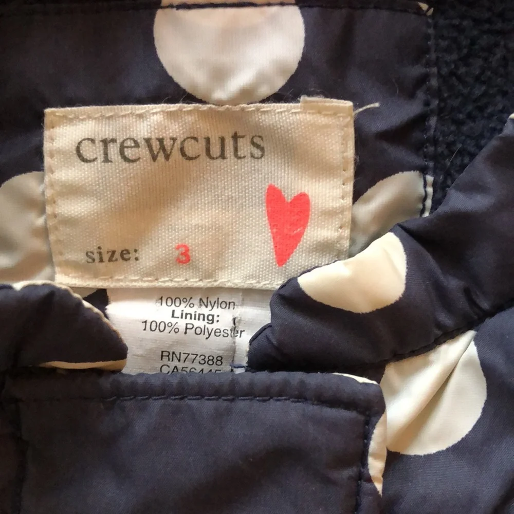 CREWCUTS Girls size 3 Jacket / Zipper front